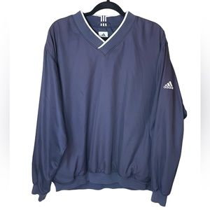 Adidas Vintage Navy Blue White Detail Pullover Windbreaker‎ Pockets Size Large